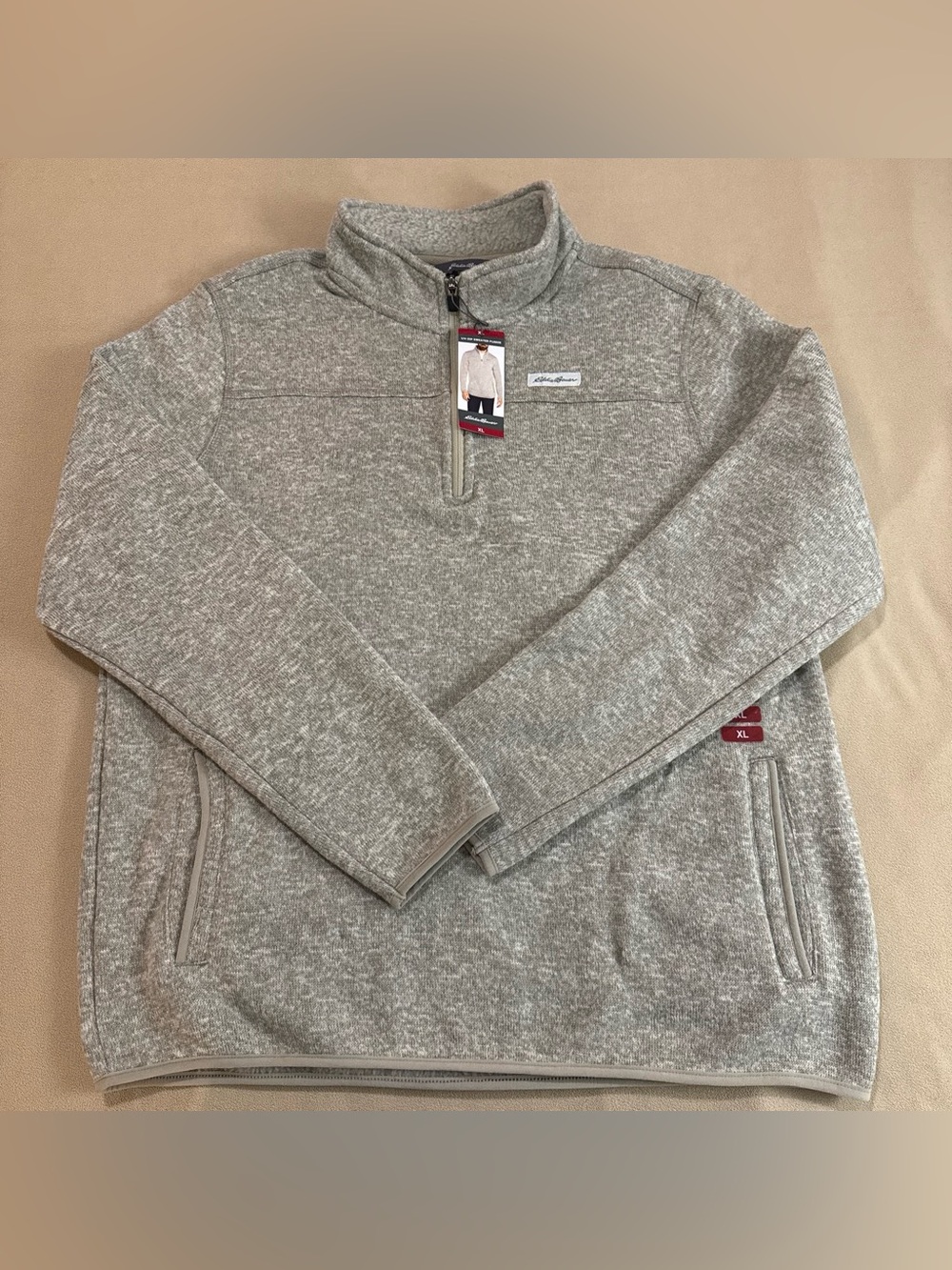 Eddie Bauer Heather Gray Quarter-Zip Pullover Sweater